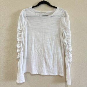 We the Free White Long Sleeve Ruched Shirt